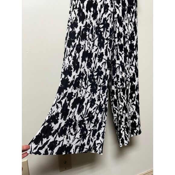 NWT JOIE Black/White Floral Accordion Pleat Set, Top/Pull-On Pants, Sz S - Picture 8 of 11